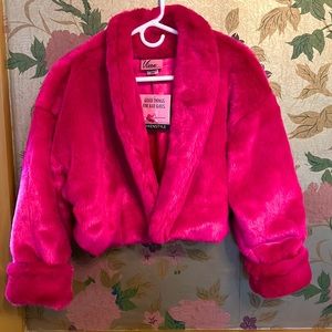 Vixen by Micheline Pitt Miss Kitty Pink Faux Fur Jacket S/M NWT!!